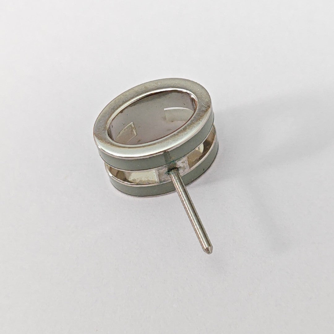 Pop H Metal Silver Stud Earrings