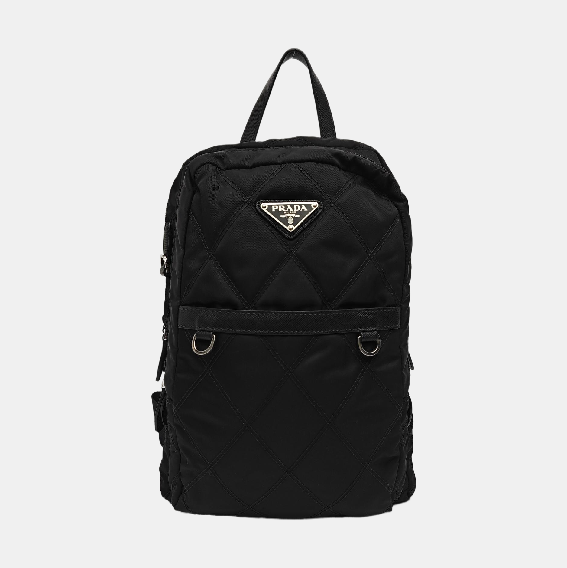 Quilted Nylon Backpack Black