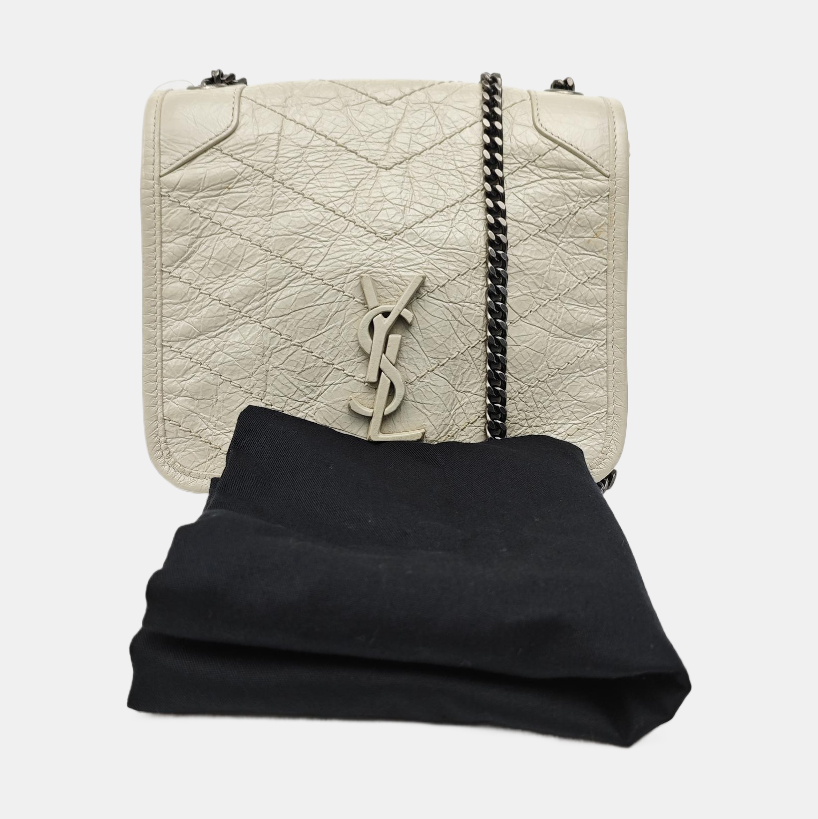 NIKI Mini Chevron Calfskin White