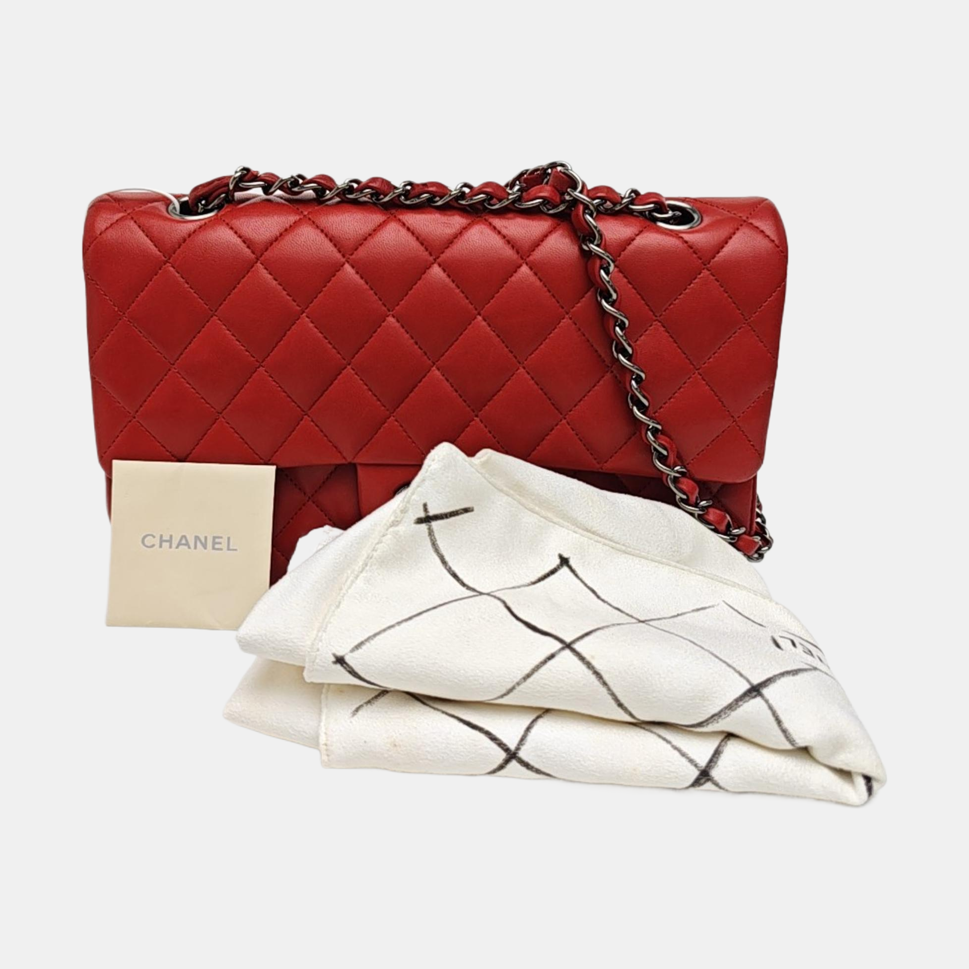 CLASSIC FLAP Medium Quilted Lambskin Red