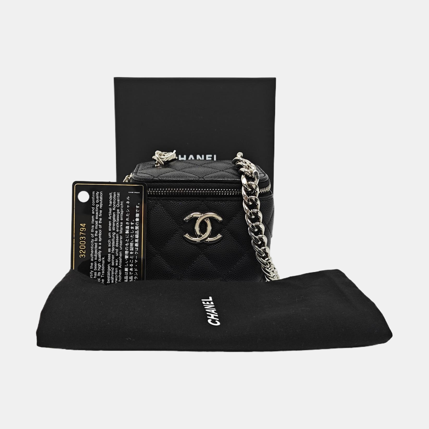 Quilted Grained Calfskin Shoulder Bag Black