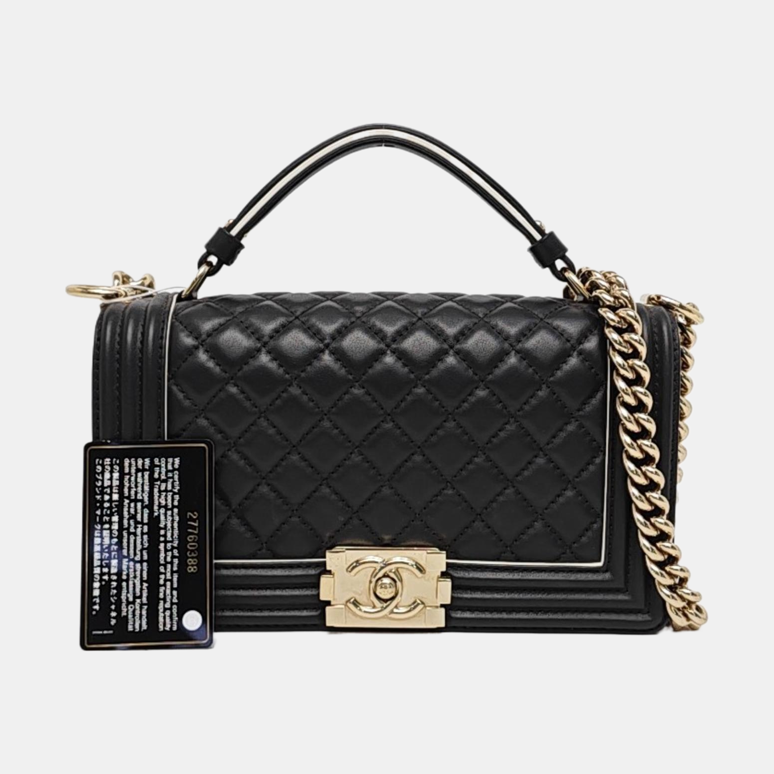 Authenticated pre-owned  BOY CHANEL Medium Quilted Calfskin Black - Shoulder Bag at Looply