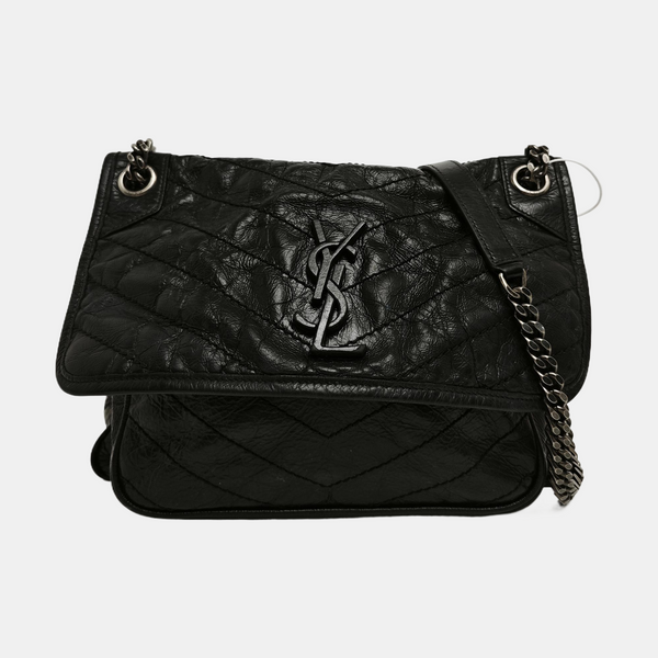 NIKI Medium Chevron Calfskin Black