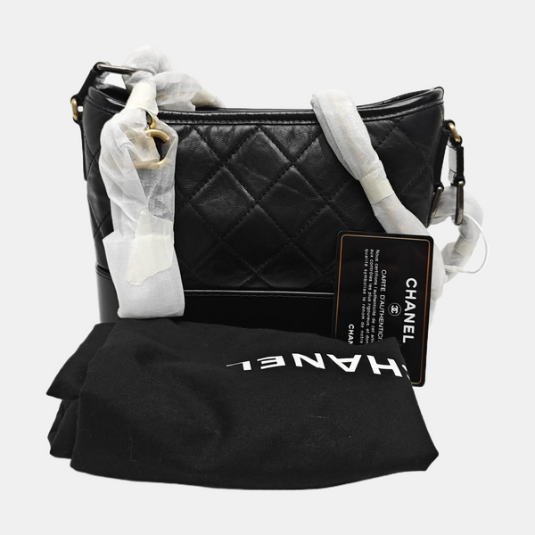 GABRIELLE Small Quilted Calfskin Black