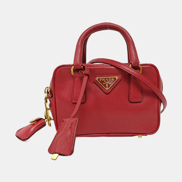 Saffiano Calfskin Shoulder Bag Red