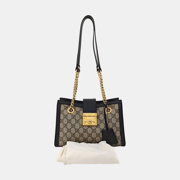 Padlock Small Monogram Coated Canvas Beige