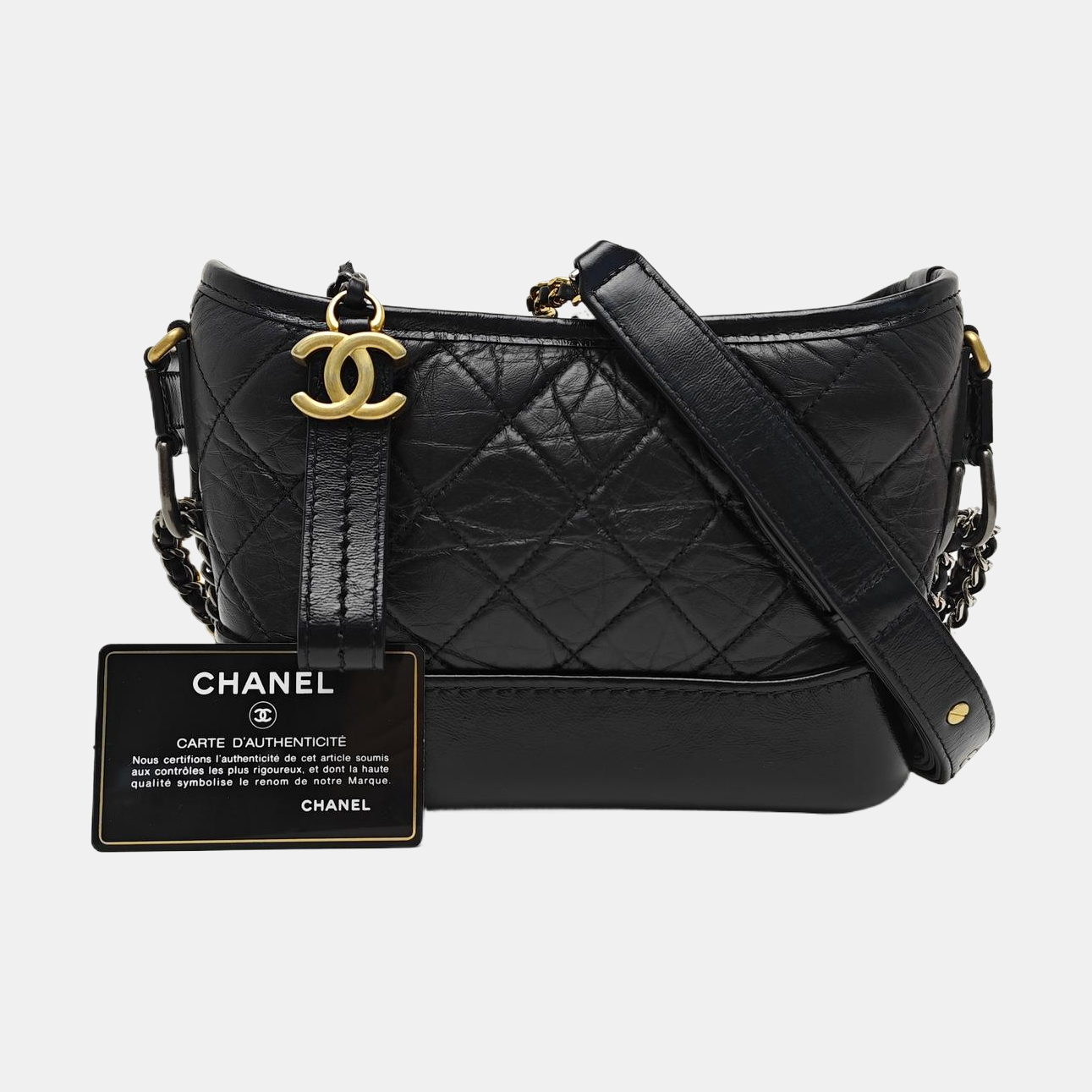 GABRIELLE Small Quilted Calfskin Black