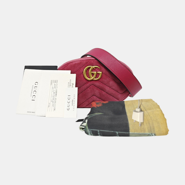 GG Marmont Super Mini Quilted Velvet Red