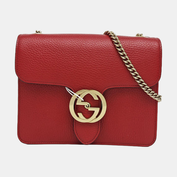 Interlocking G Small Calfskin Red