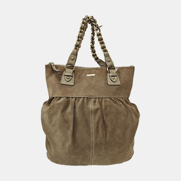 Suede Top Handle Bag Brown