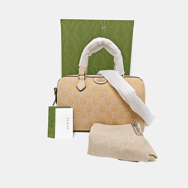 Ophidia Small Monogram Denim Beige