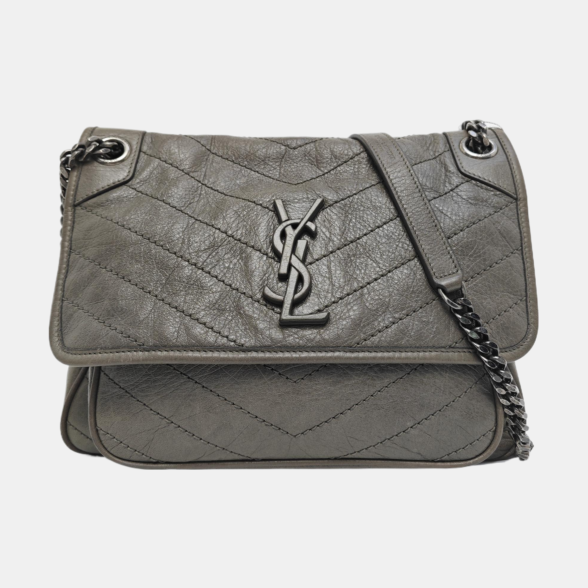 NIKI Medium Chevron Calfskin Green