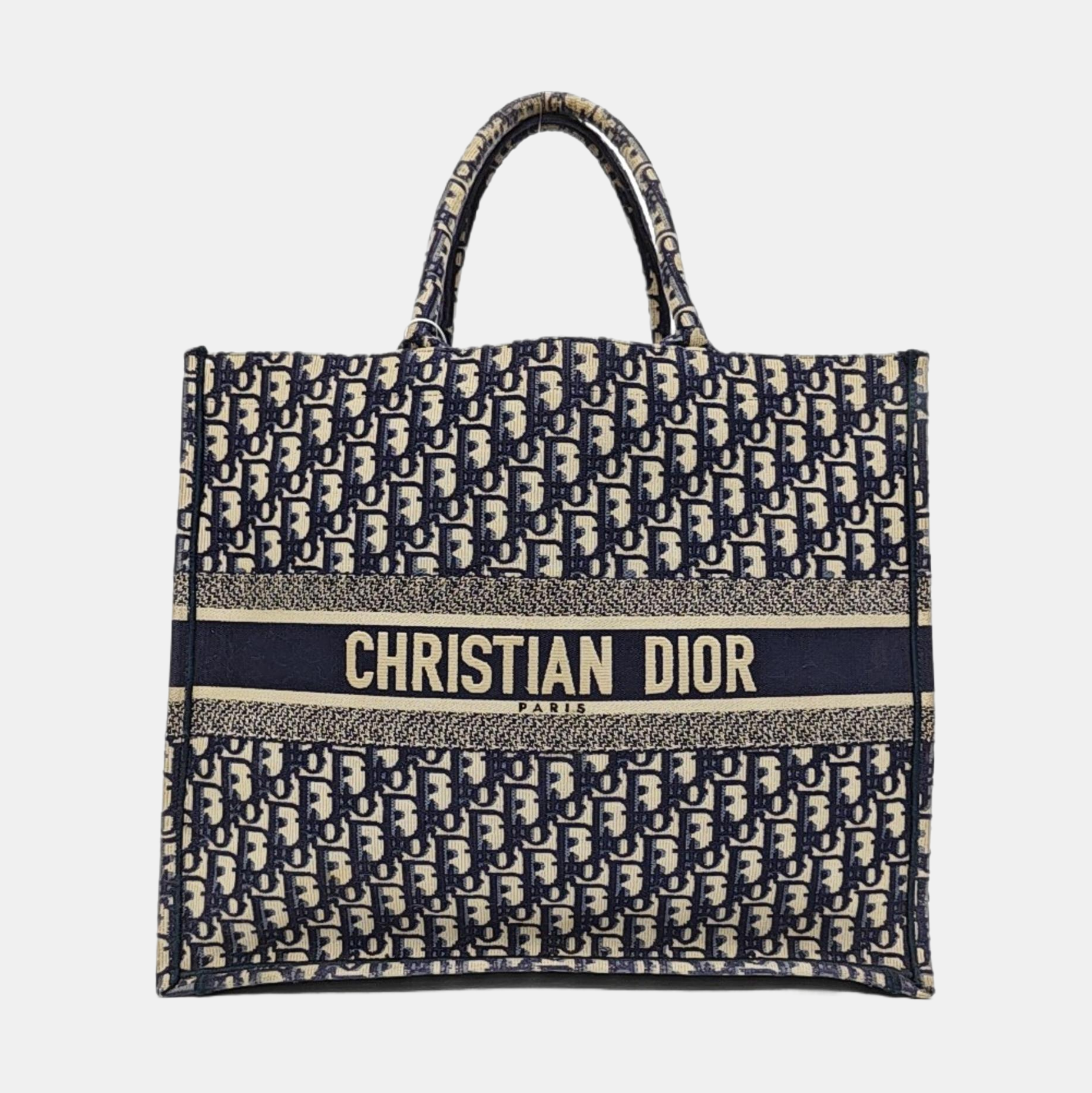 Book Tote Large Oblique Canvas Beige