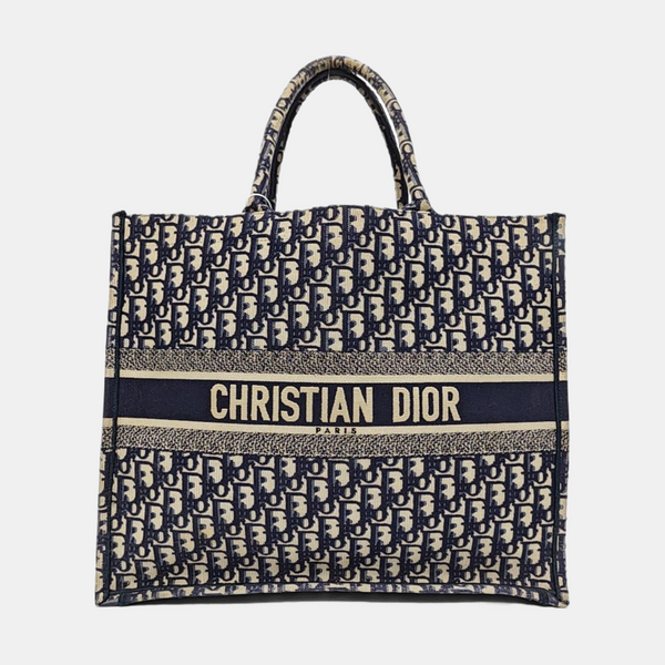 Book Tote Large Oblique Canvas Beige