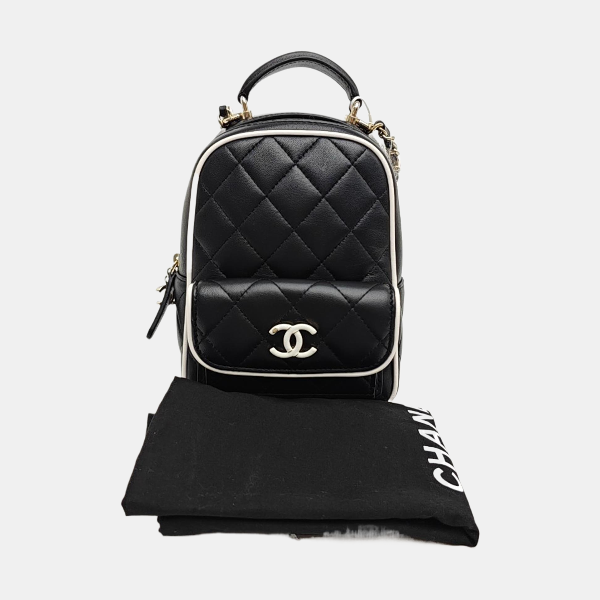 25P Mini Quilted Lambskin Black