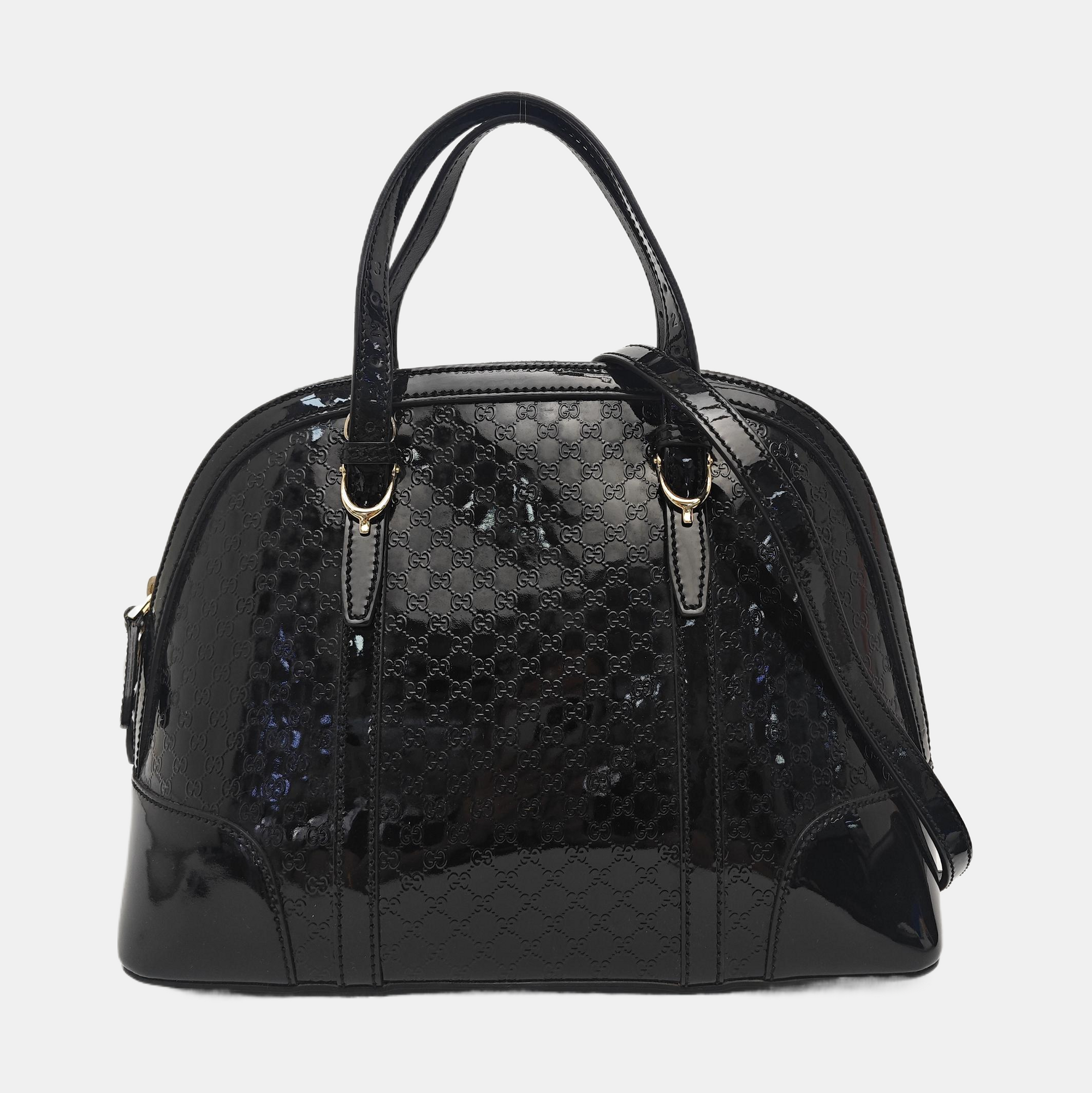 Microguccissima Monogram Patent Leather Black