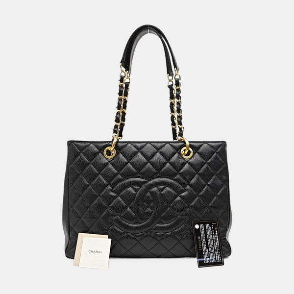 CHANEL GST Large Quilted Grained Calfskin Black