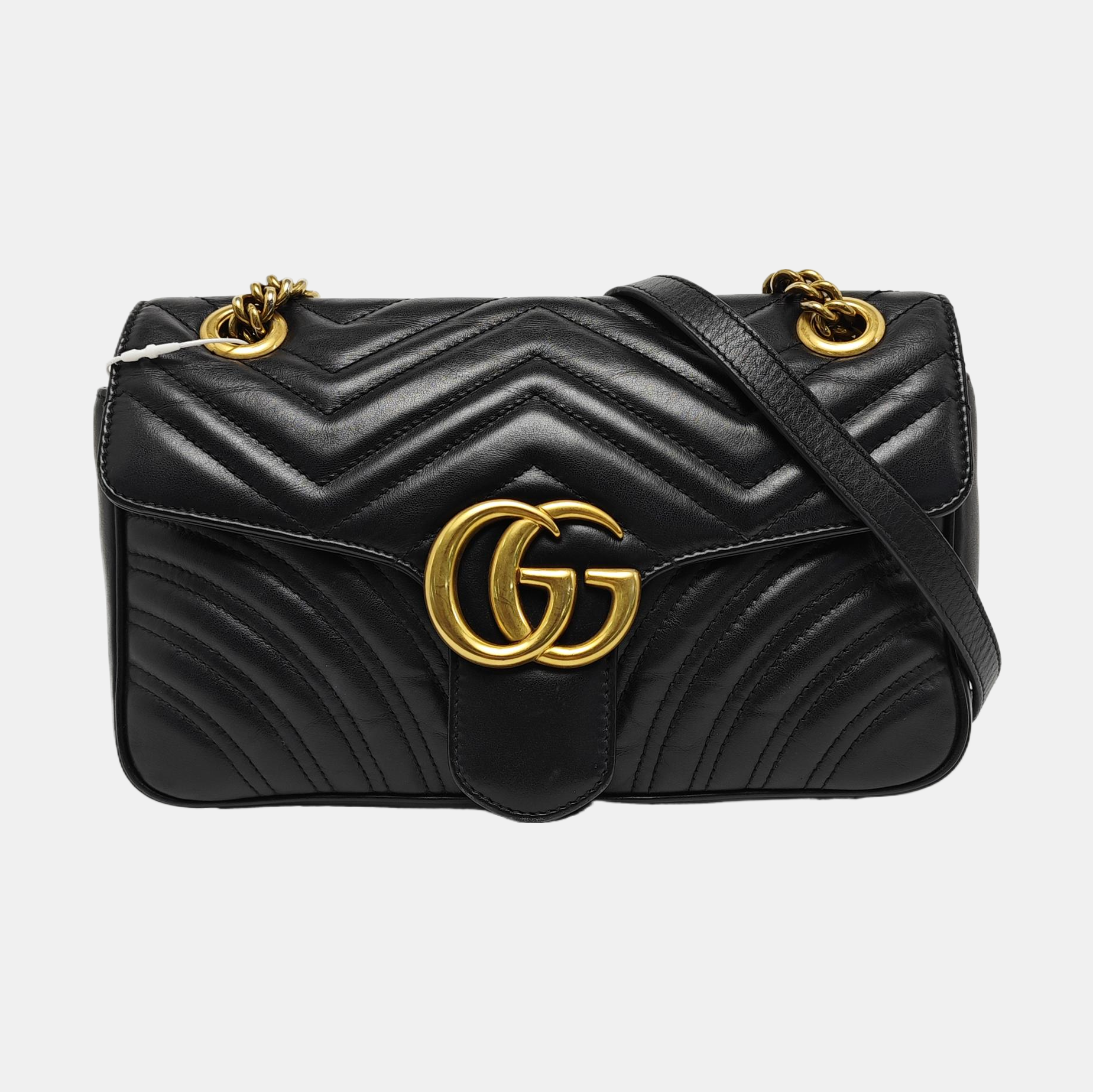 GG Marmont Medium Quilted Calfskin Black
