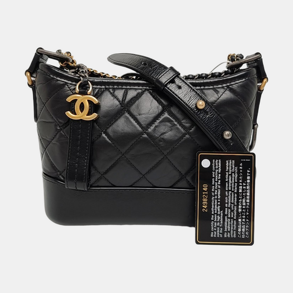 GABRIELLE Small Quilted Vintage Calf Black