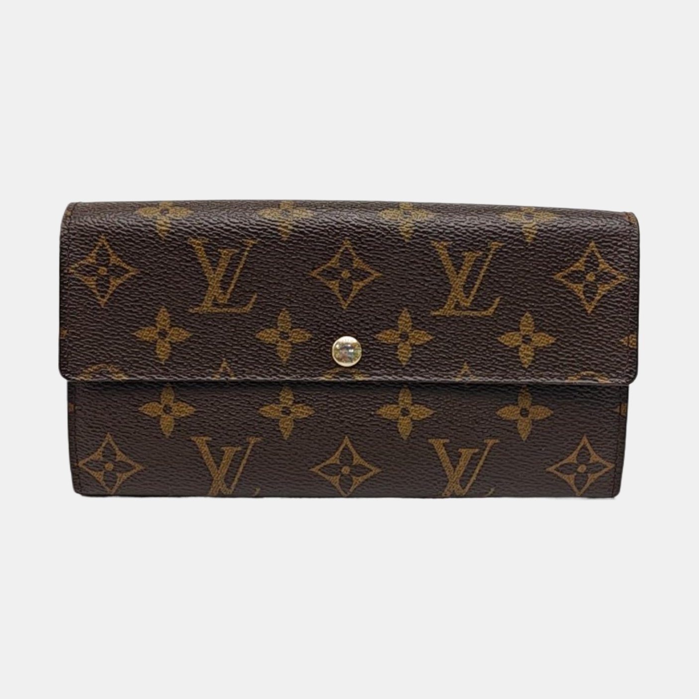 PORTE MONNAIE Monogram Coated Canvas Brown Wallet