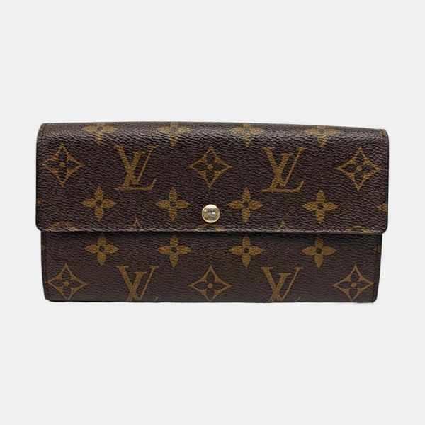 PORTE MONNAIE Monogram Coated Canvas Brown Wallet