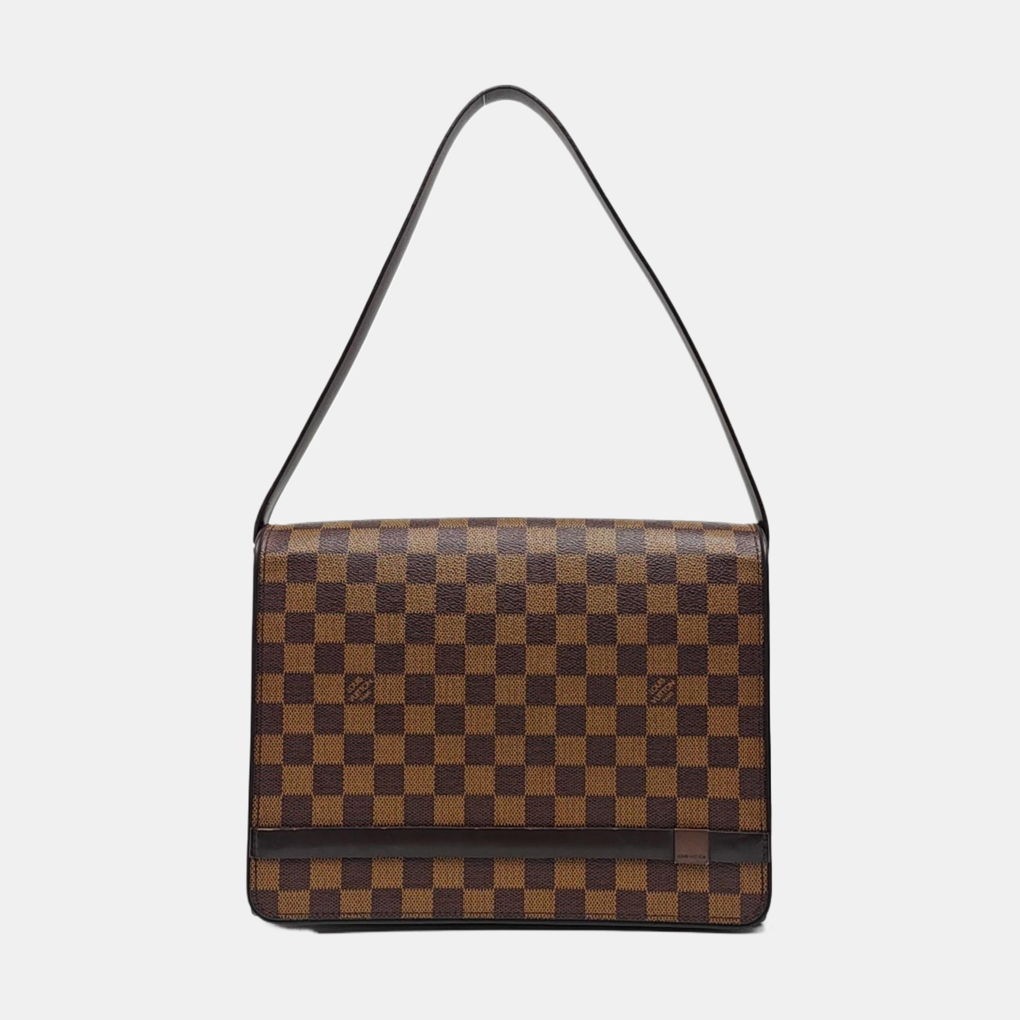 TRIBECA Damier Ebene Coated Canvas Brown