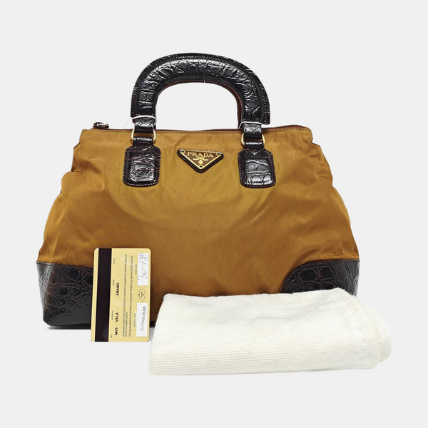Nylon Tote Bag Brown