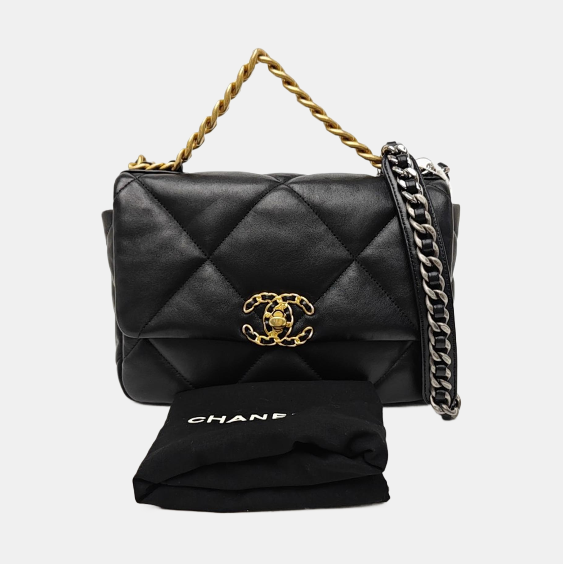 CHANEL 19 Small Quilted Lambskin Black