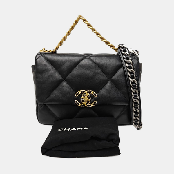 CHANEL 19 Small Quilted Lambskin Black