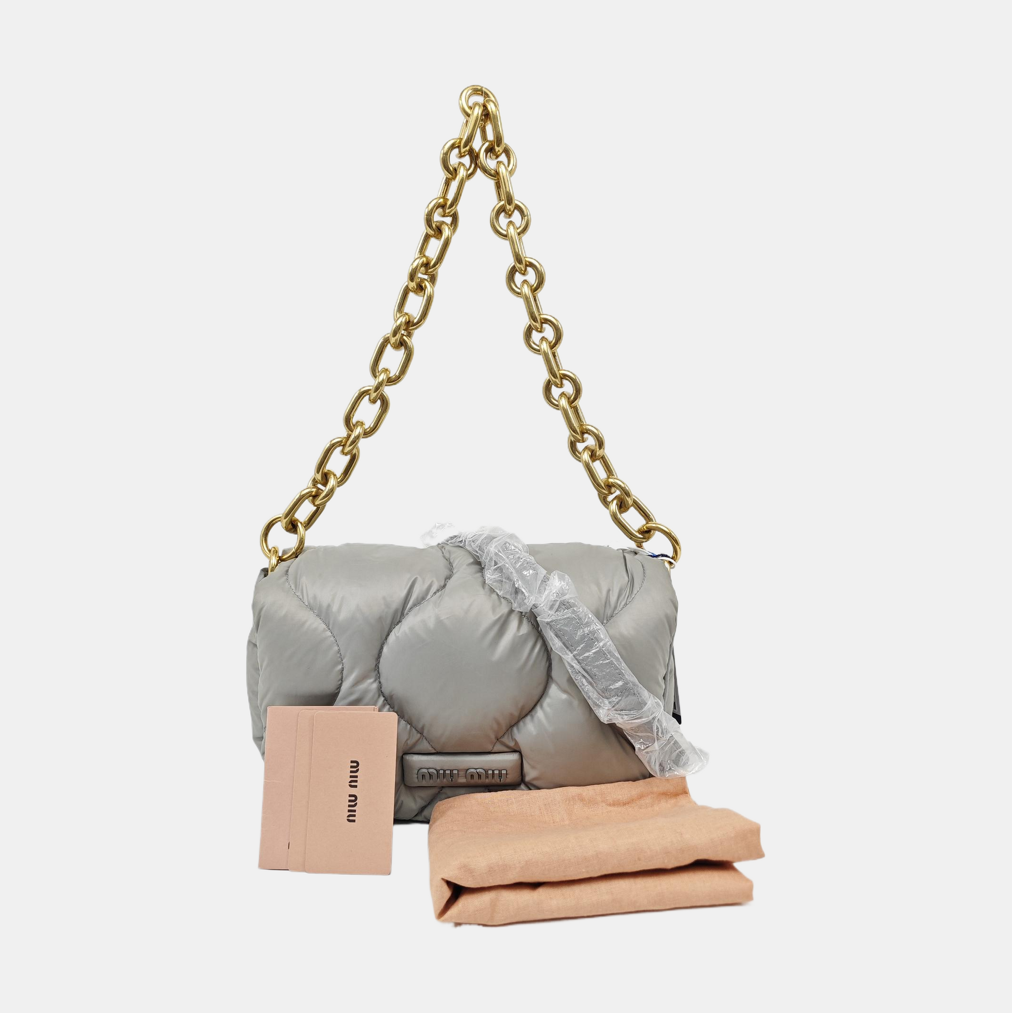 Quilted Nylon Crossbody Bag Gray