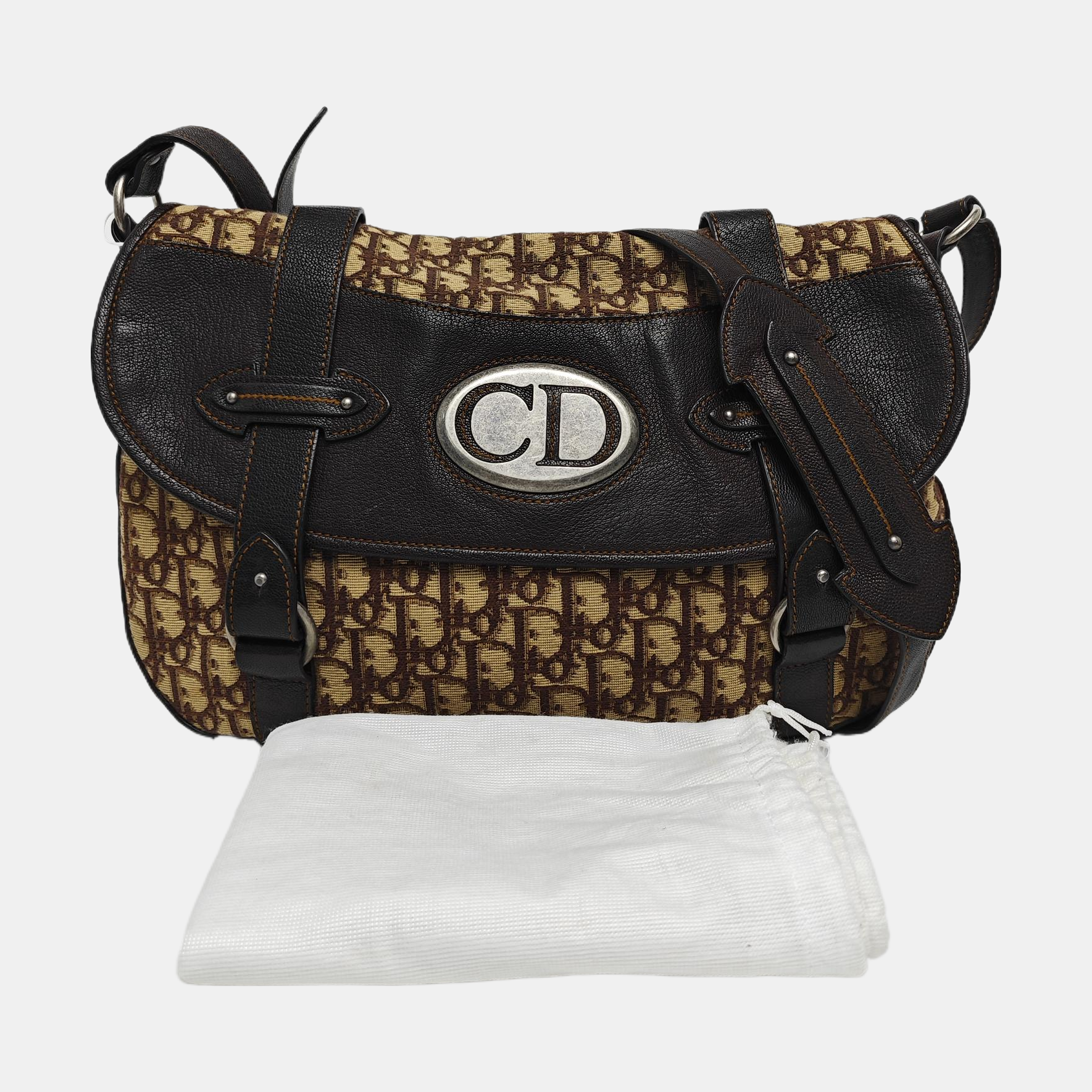 Oblique Canvas Shoulder Bag Beige