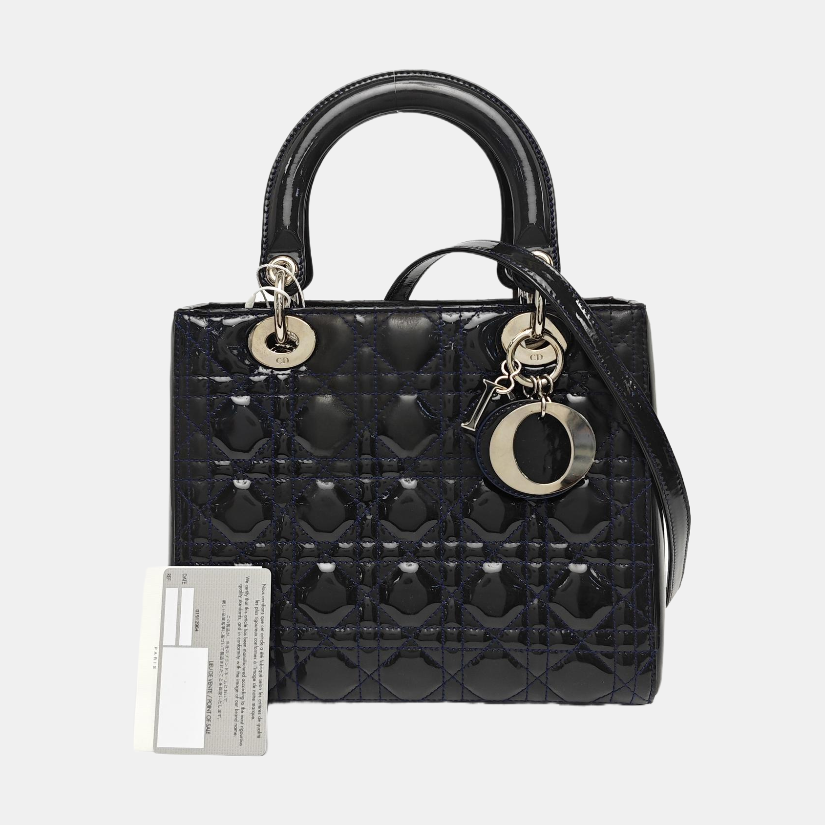 Lady Dior Medium Quilted Patent Leather Blue