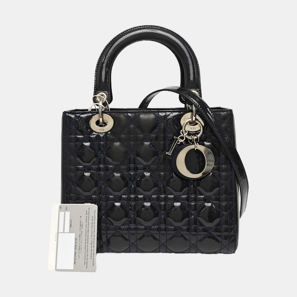 Lady Dior Medium Quilted Patent Leather Blue
