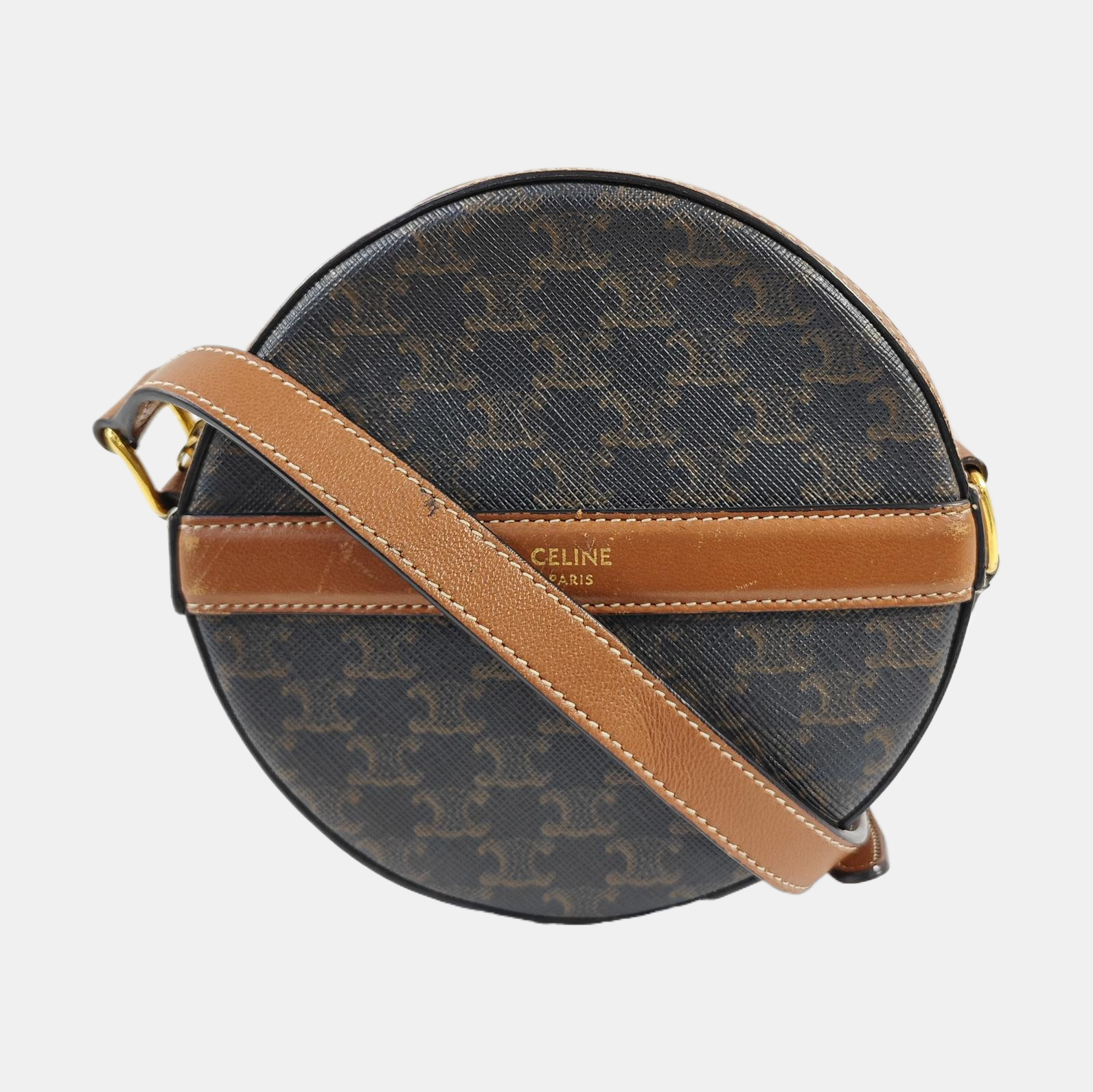 TRIOMPHE ROUND Mini Coated Canvas Brown