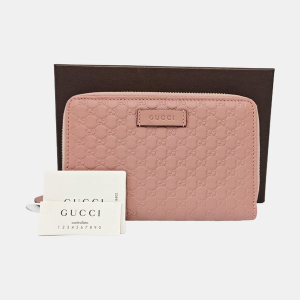 Microguccissima Monogram Calfskin Pink Wallet