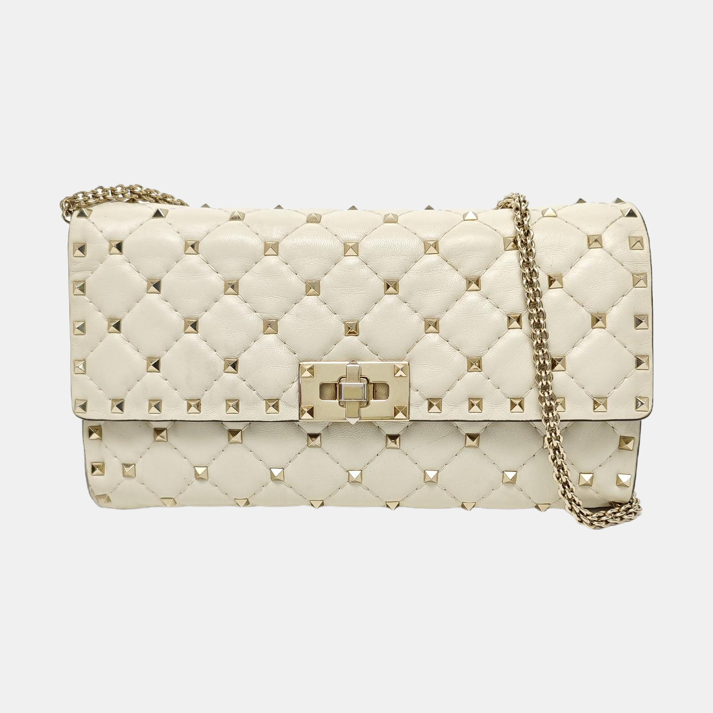 Spike Up Quilted Lambskin White