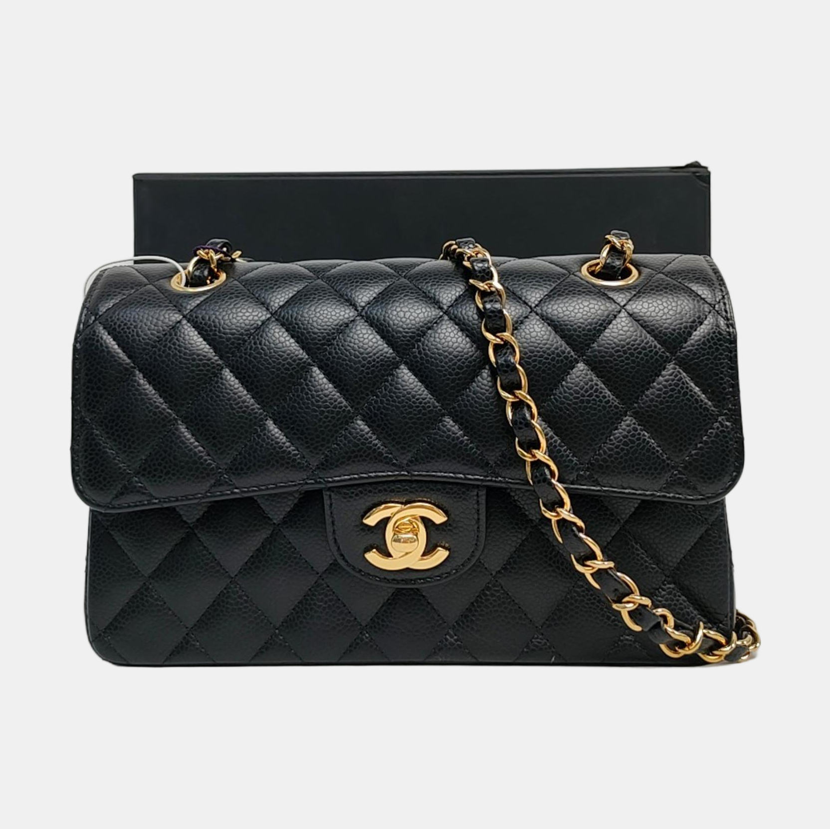CLASSIC FLAP Small Quilted Grained Calfskin Black