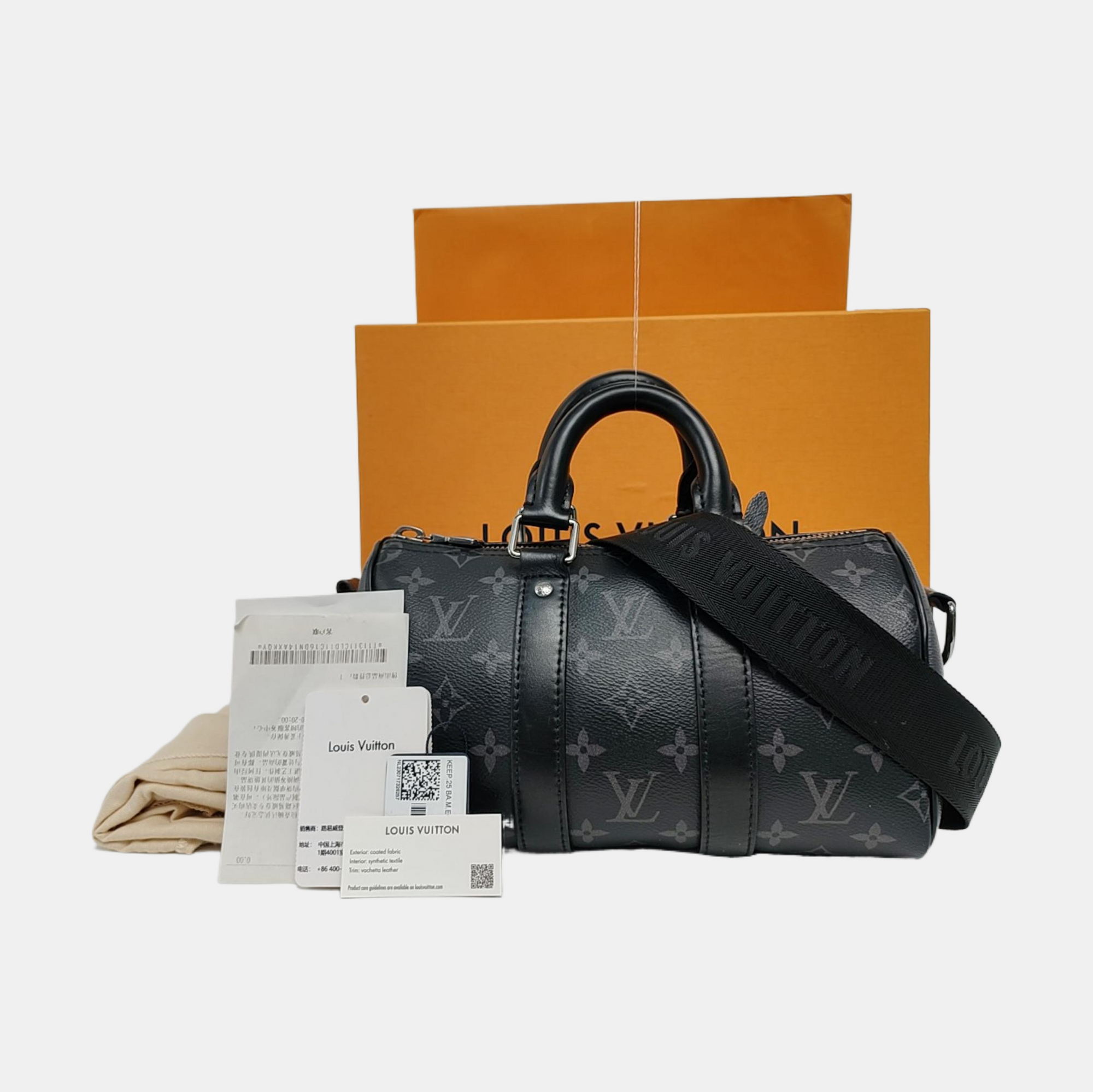 KEEPALL 25 Monogram Coated Canvas Black