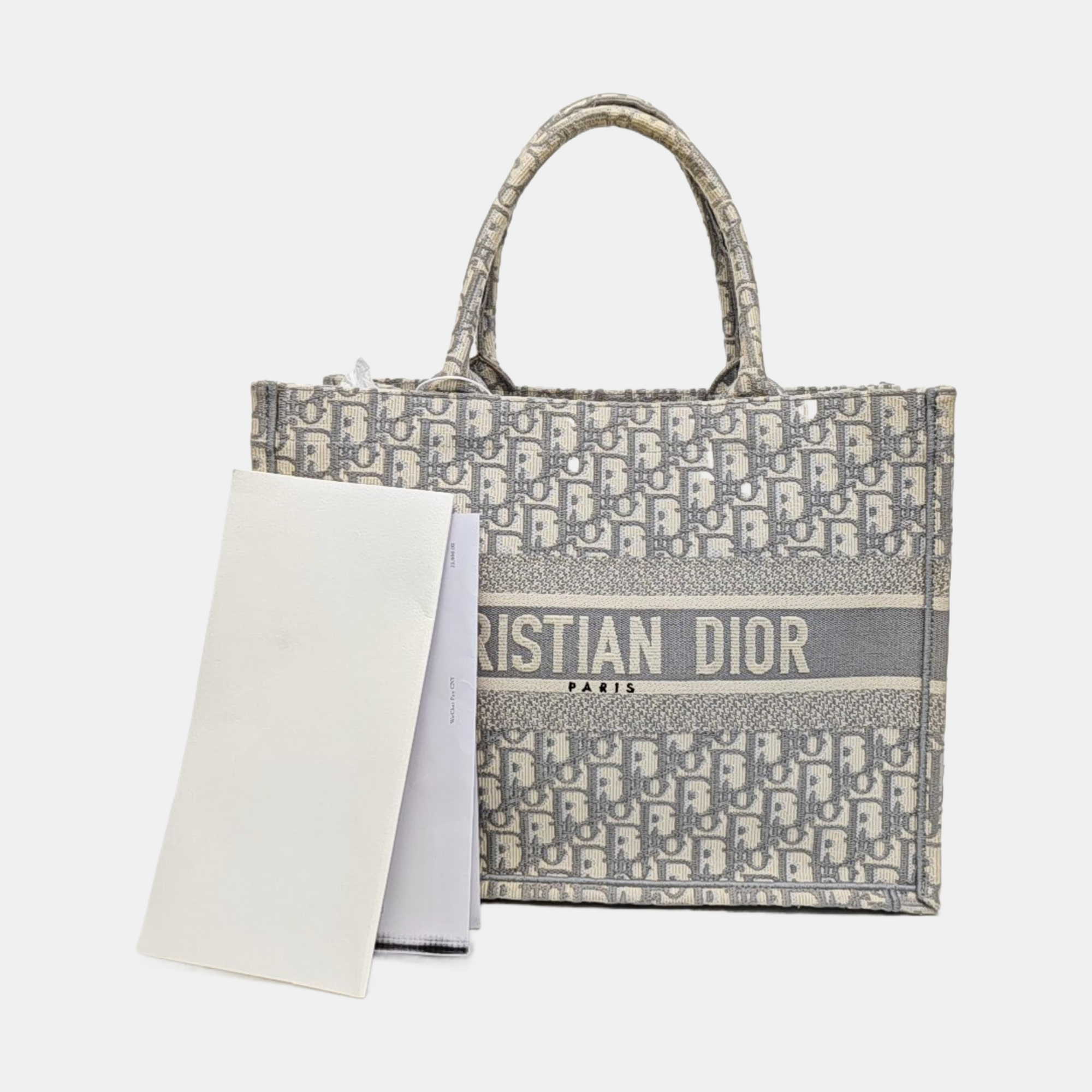 Book Tote Medium Oblique Canvas White