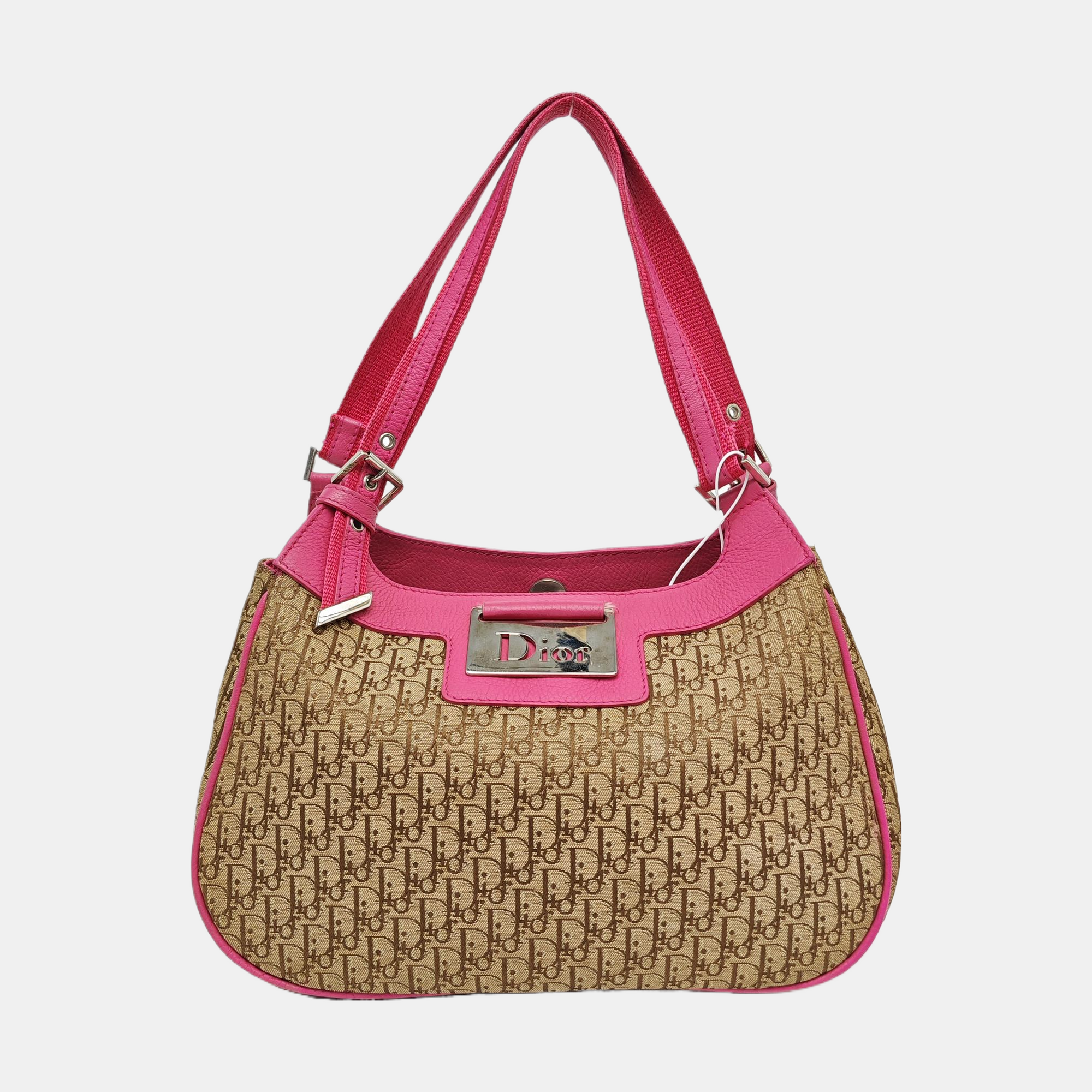 Oblique Canvas Top Handle Bag Beige