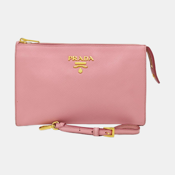 Saffiano Calfskin Clutch Pink