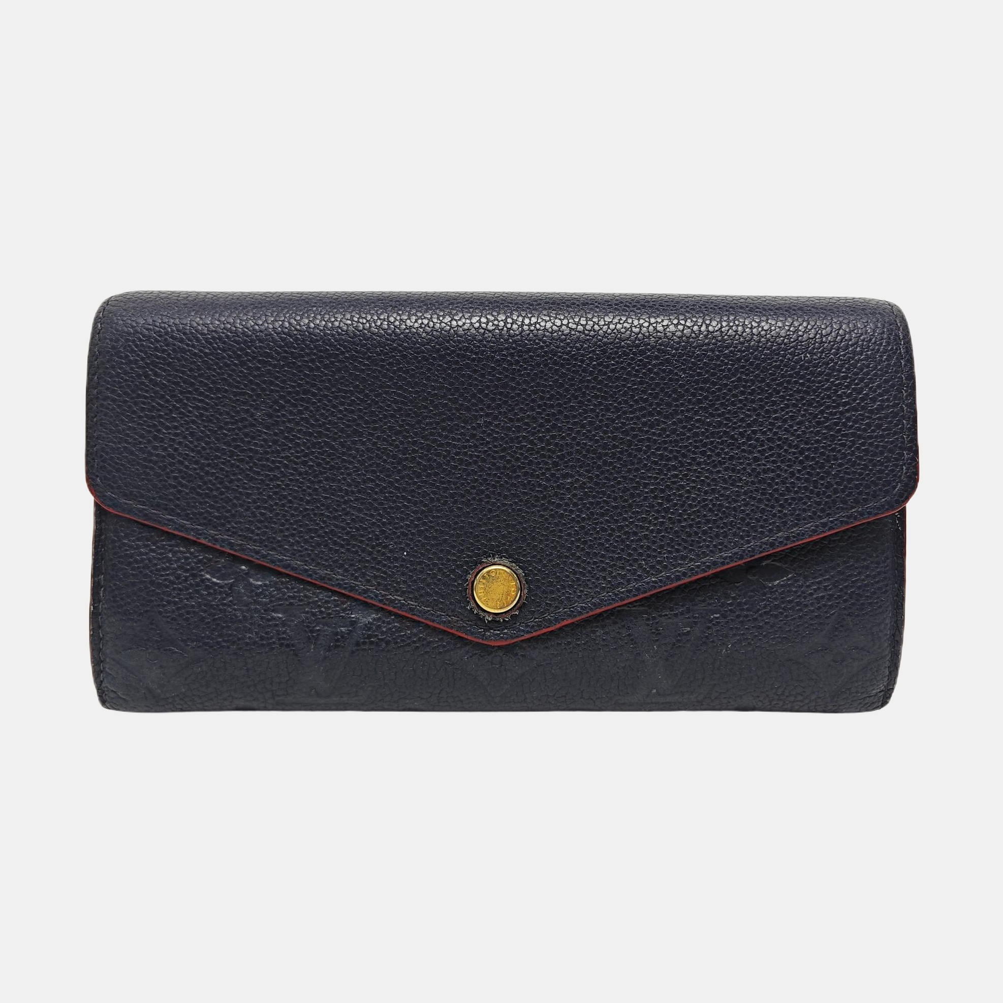 SARAH Monogram Calfskin Blue Wallet