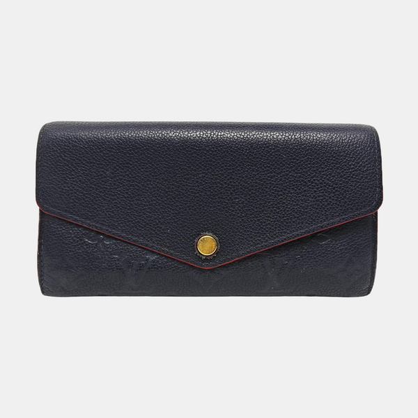 SARAH Monogram Calfskin Blue Wallet