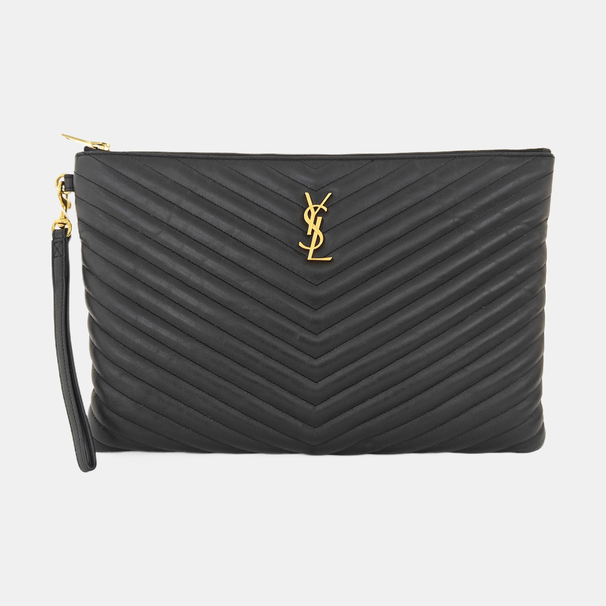 MONOGRAM Chevron Calfskin Black