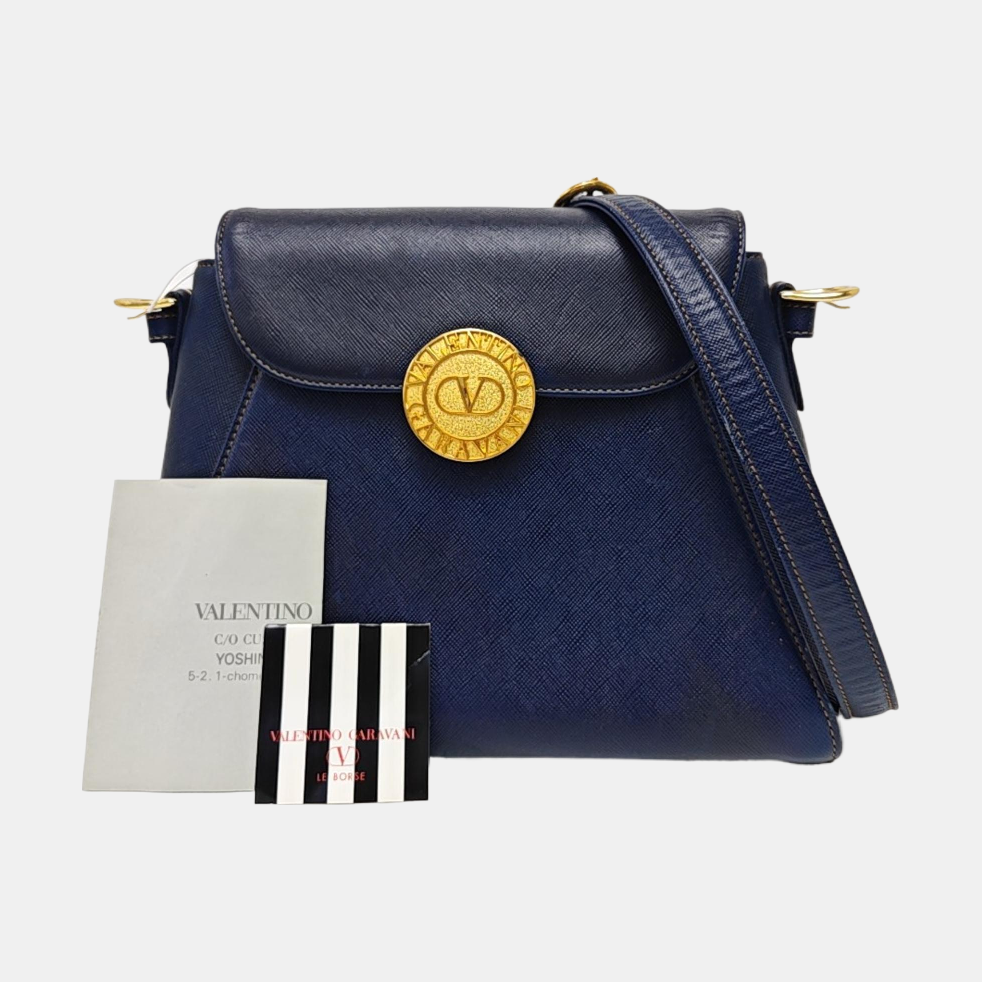 Leather Shoulder Bag Blue