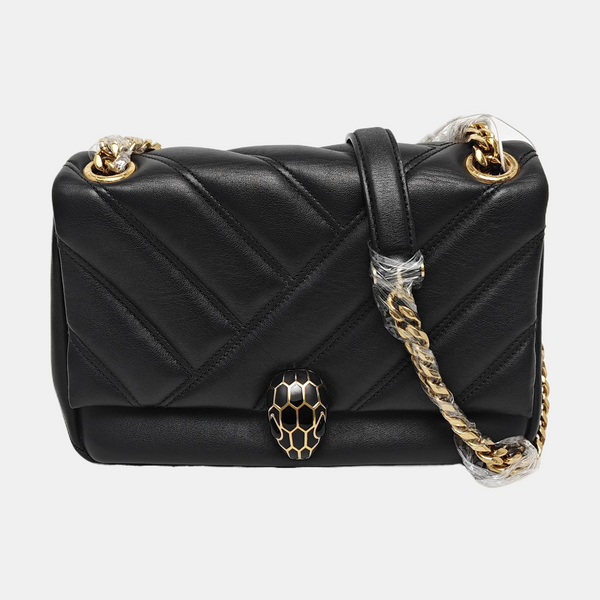 SERPENTI CABOCHON Small Quilted Lambskin Black