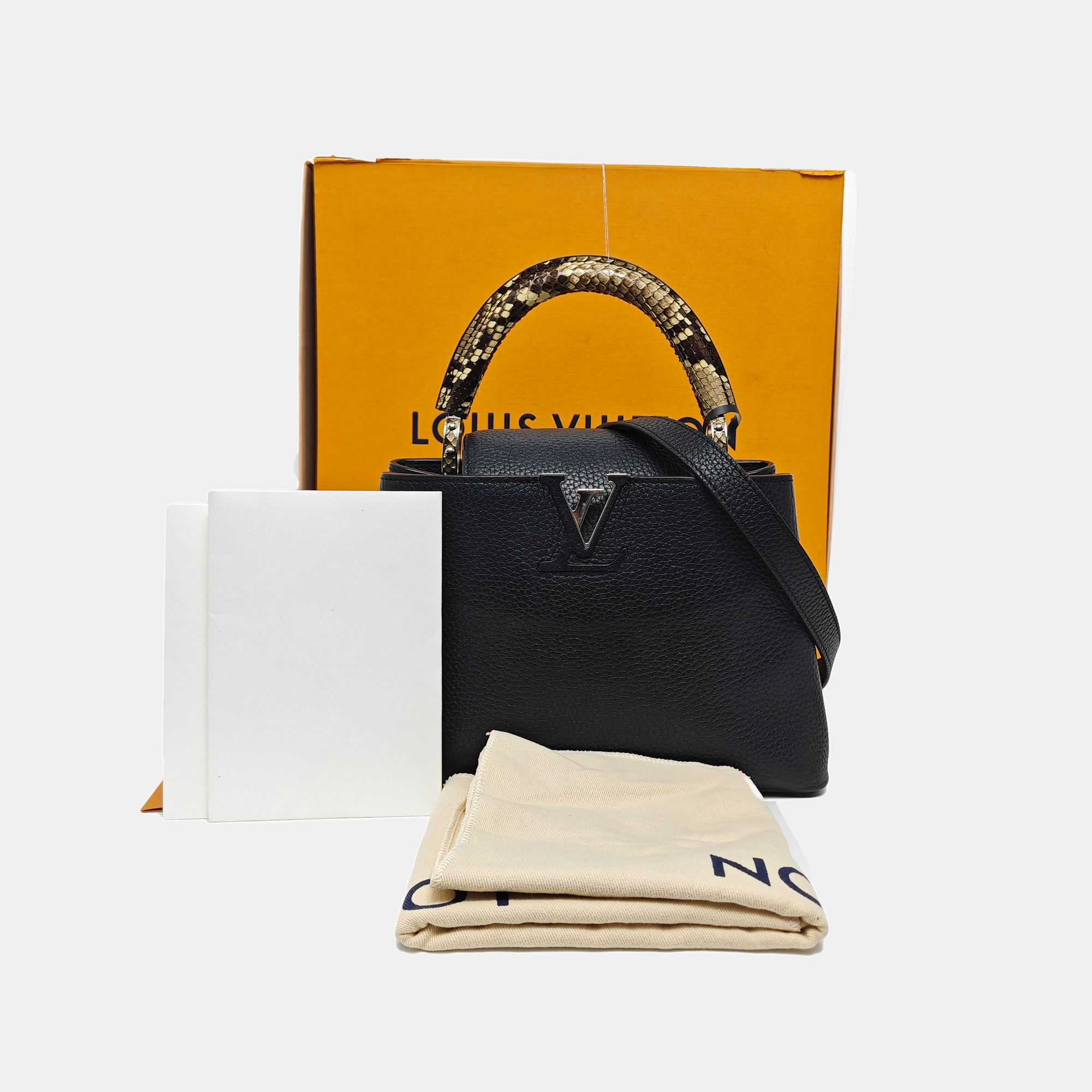 Authenticated pre-owned  CAPUCINES BB Calfskin Black - Shoulder Bag at Looply