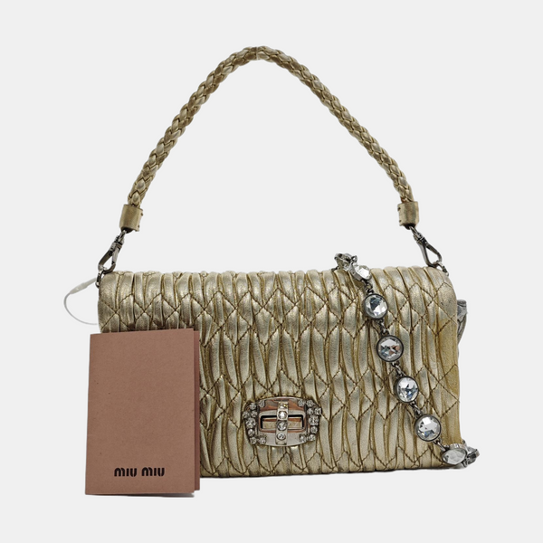 Quilted Lambskin Shoulder Bag Beige