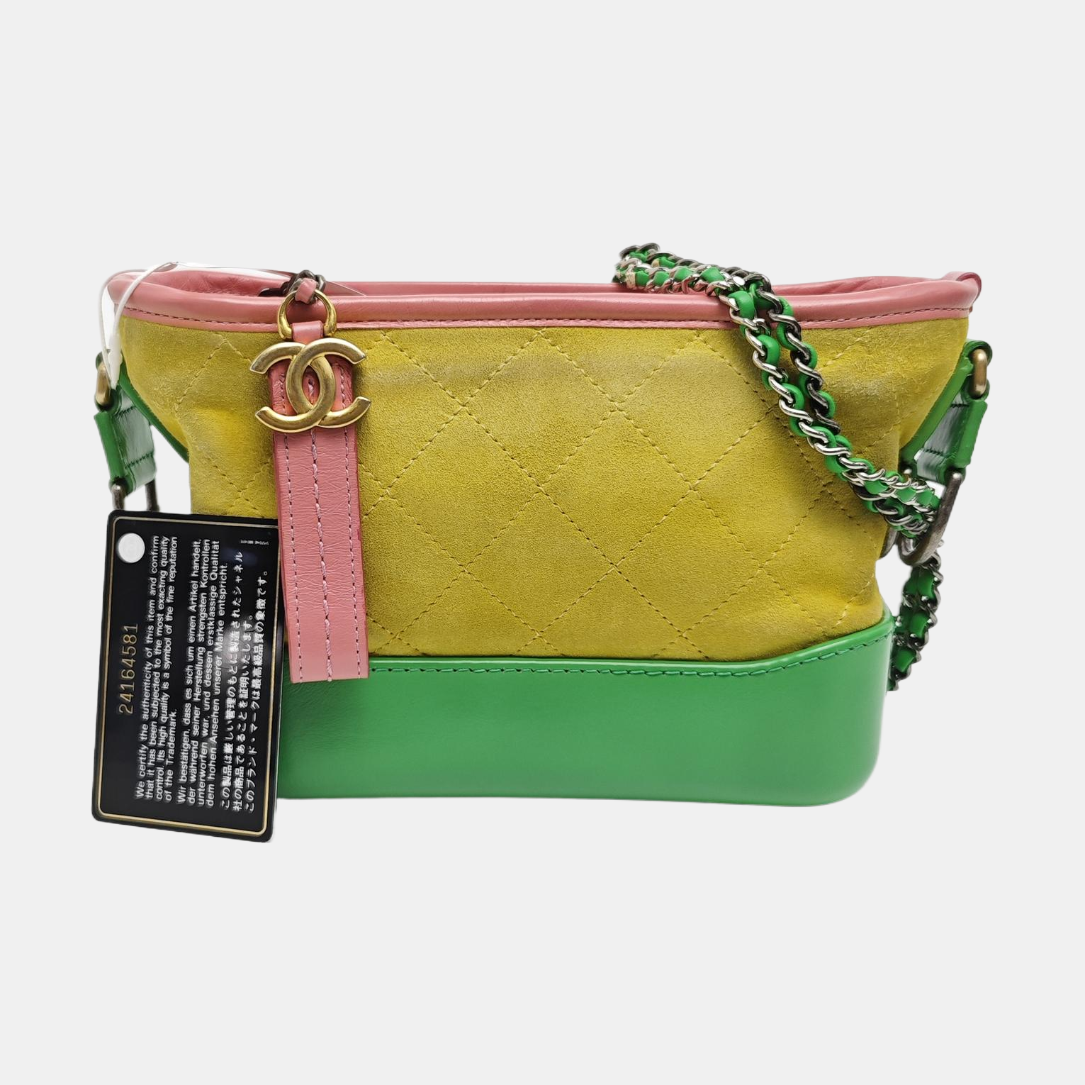 GABRIELLE Small Quilted Suede Yellow