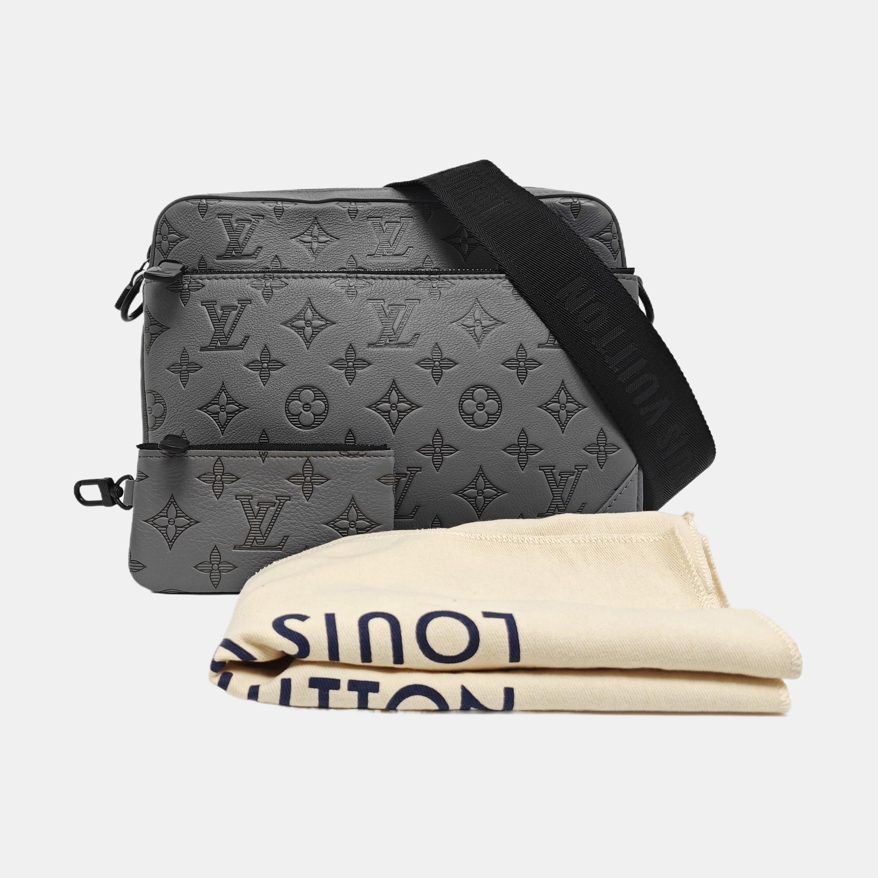 TRIO Monogram Calfskin Gray